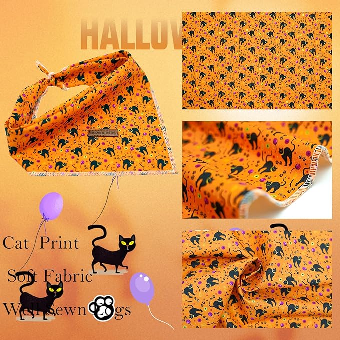Elegant Little Tail Dog Bandana, Fall Halloween Adjustable Scarf Handkerchief Bib for Small Large Dogs, Boy Girl Square Kerchief