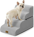 Detachable Curved Dog Stairs 19.7" H, 4 Step Small Dog Step for Puppy or Older Cat, Ramp for Bed, Sofa, Couch or Chair, Ladder with High Density Foam, 15.7x28.3x19.7 inch, Grey