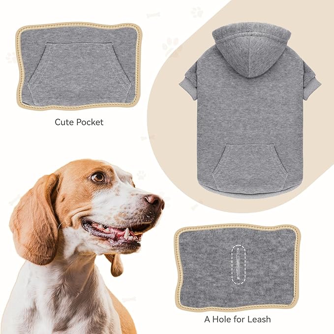 Dog Sweaters for Large Dogs,Dog Hoodie Sweater Solid Soft Brushed Fleece Pet Clothes Hoodie Sweatshirt with Pocket(Grey-XL)
