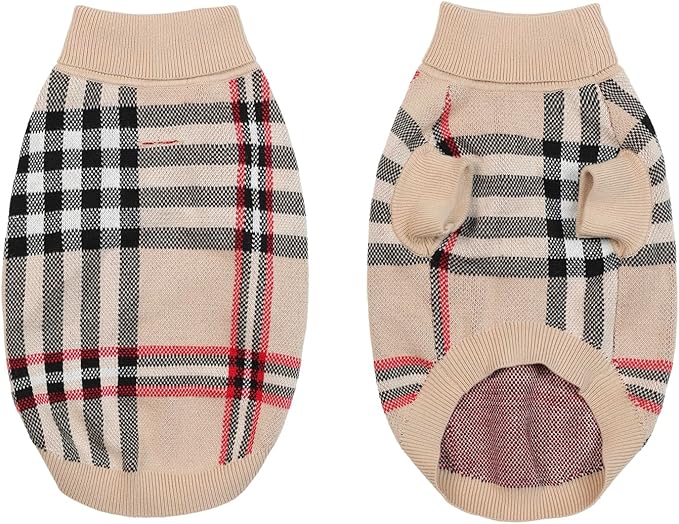 Small/Medium Dog Sweater, Warm Dog Winter Coat w/Sleeves, Comfortable High Neck & Leash Hole, Premium Dog Clothes for Mini Poodle-Best for Holidays, Daily Walks S Apricot