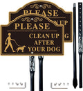 Please Clean Up After Your Dog Sign with 36-inch Metal Stakes, 12”x8” No Pooping Dog Signs for Yard, Aluminum,Rust-Free, 2Pack