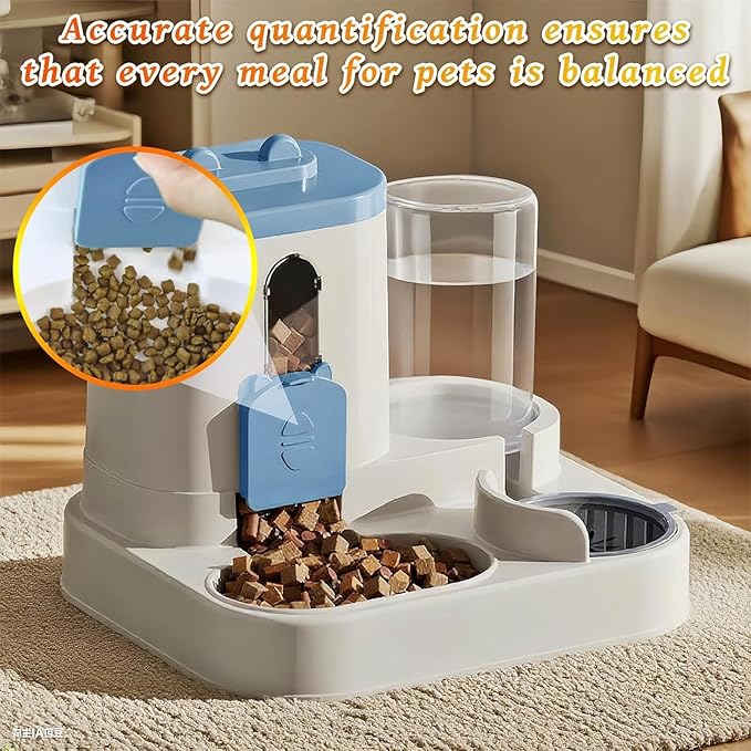 Automatic Dog Feeder - Bowl Food and Water Dispenser, Refill Pet Feeder, Easy Design | Long-Term Feeding Indoor Home Feeding Station for Cats, Puppies, Small Medium Dogs, Daily Care Supply