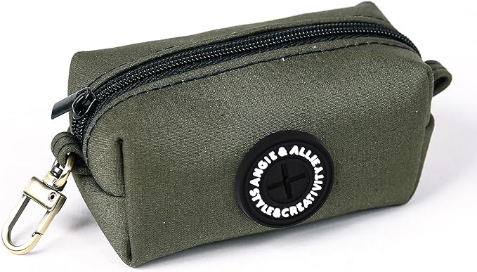 Organic Cotton Dog Poop Bag Holder for Leash Brass Hardware Waste Bag Dispenser Pet Waste Management Solution