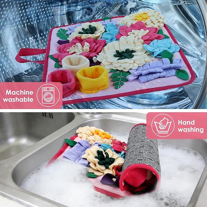 Snuffle Mat for Dogs - Folding Foraging Dispenser Base, Puppy Snuffle Mat, Soft Fabric Material, Interactive Nose Work Toy, for Training Feeding Licking Sniffing Digging Exercise Indoor Enrichment