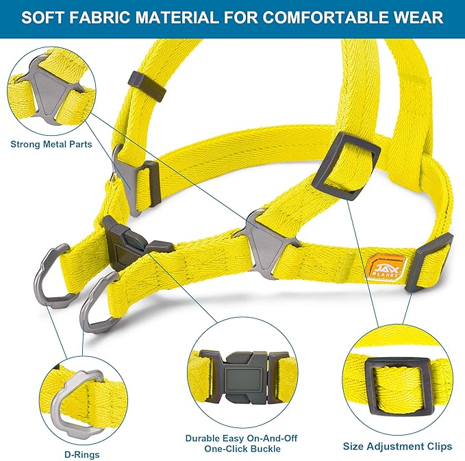 Dog Harness and Leash - Comfortable Leash and Harness for Small, Medium, Large Dogs - Perfect for Training, Includes D-Ring [Yellow S]