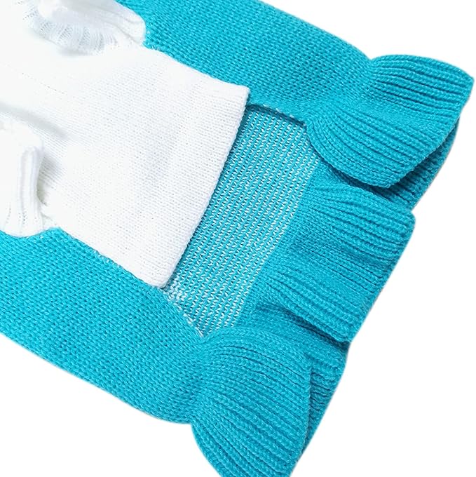 CHBORCHICEN Pet Dog Sweaters Classic Knitwear Turtleneck Winter Warm Puppy Clothing Cute Strawberry and Heart Doggie Sweater (M, Dress-Sky Blue)