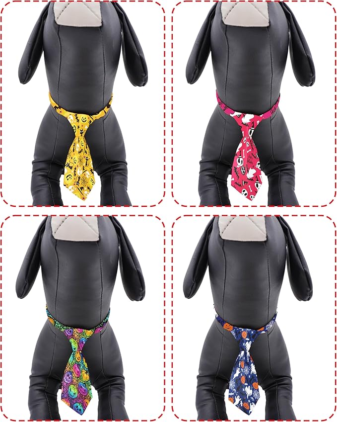 PET SHOW 10pcs Pack Halloween Big Dog Ties Neckties for Large Breed Dogs XL Adjustable Holiday Grooming Accessories Neck Ties Bowties Girl Boy Festival Costumes Photography Party Gift Favor
