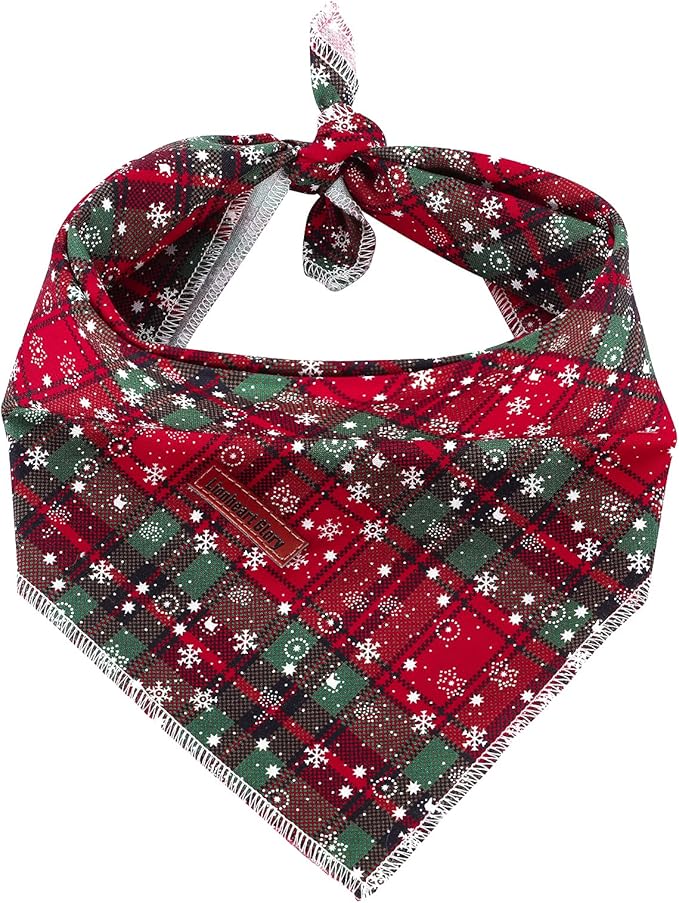 Lionheart glory Dog Bandana 1 Pack Washable Soft Cotton Christmas Plaid Bibs Scarf, Adjustable Kerchief Square Dog Bandanas for Large Dogs