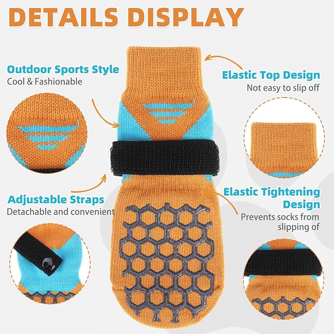 KOOLTAIL Dog Socks for Hot/Cold Pavement, Breathable & Warm Dog Socks to Prevent Licking Paws, Non Slip Pet Boots & Paw Protectors for Hardwood Floor,Grippy Shoes for Small Medium Large Senior Dogs