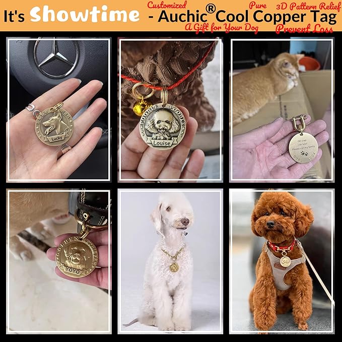 Vintage Pure Copper Pet ID Tags,Personalized Dog Tags,Three-Dimensional Relief Pet Pattern,Lettering on The Front and Back,Custom Pet Tags (B06-Rottweiler)