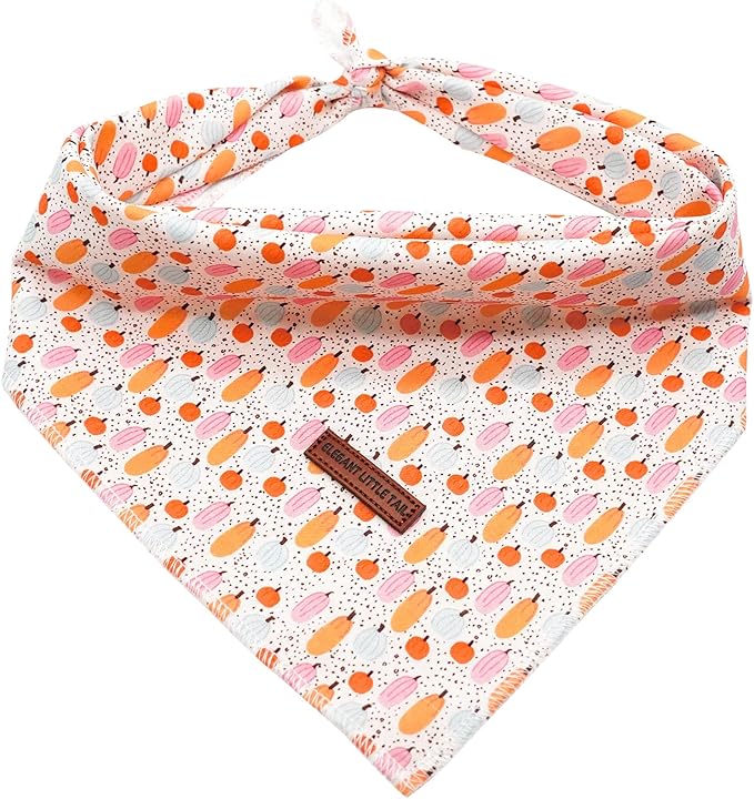 Elegant Little Tail Fall Bandana, 1PC Girl Boy Dog Bandanas Halloween Bib Scarf Soft Washable Square Dog Scarf Adjustable Kerchief for Small Medium Large Dogs
