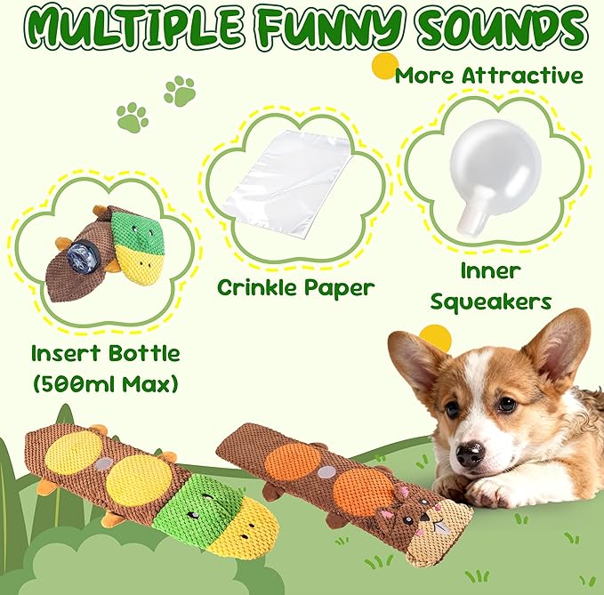 Dog Toys for Aggressive Chewers: 2 Pack Interactive Dog Toys for Boredom and Teething, Squeaky Chew Toy for Small, Medium Breed to Keep Them Busy（Squirrels & Mallards）