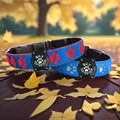 Personalized Dog Collar with Waterproof airtag Holder for Night Walk, USB C Rchargeable Light up, Adjustable Glowing Collar for Dogs (Blue 15MODES, L(15.7-19.7"))