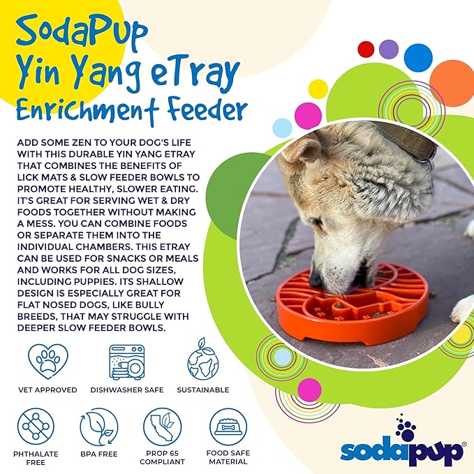 SodaPup Yin Yang eTray – Durable Enrichment Feeder Made in USA from Non-Toxic, Pet-Safe, Food Safe Material for Mental Stimulation, Calming, Slowing Down Eating, Healthy Digestion, & More