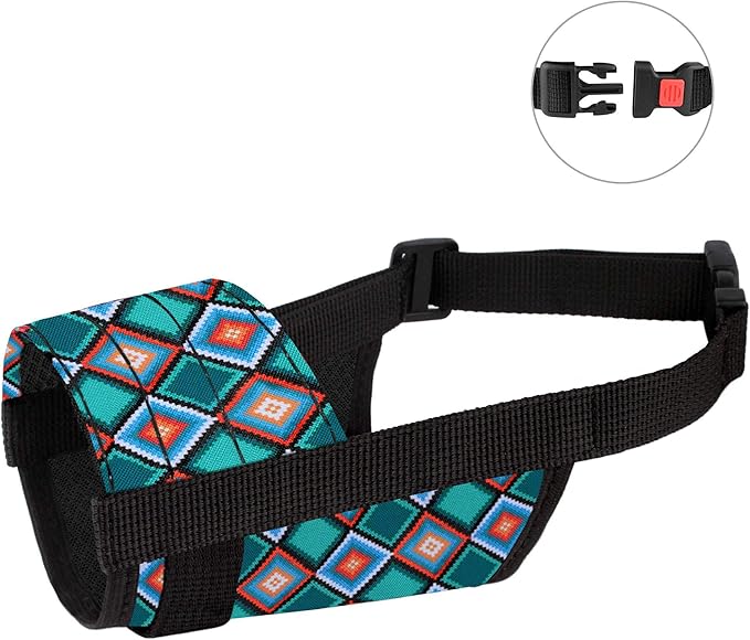 CollarDirect Dog Muzzle - Adjustable Soft Breathable Tribal Nylon Dog Mouth Guard Cover for Small, Medium and Large Dogs, Anti Chewing, Barking & Biting (Pattern 3; L/XL)