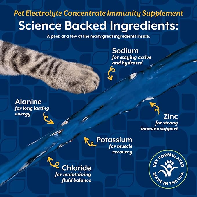 NaturVet Pet Electrolyte Concentrate for Dogs and Cats, 16 oz Liquid Concentrate, Made in The USA with Globally Source Ingredients