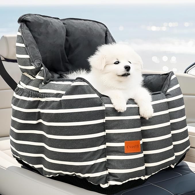 Small Dog Car Seats Washable Dog Booster Seat for Car Clip-On Leash and Cushion with Storage Pockets Under 25lbs Portable Travel Pet,Black