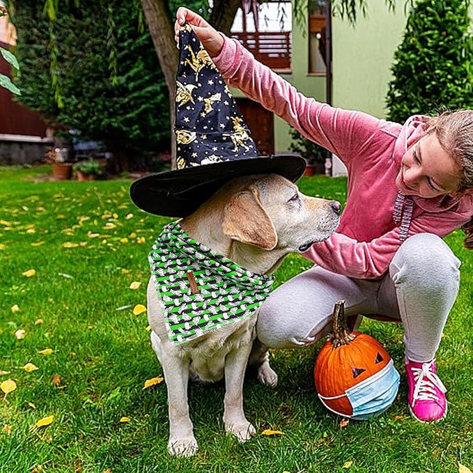Elegant Little Tail Dog Bandana, Fall Halloween Adjustable Scarf Handkerchief Bib for Small Large Dogs, Boy Girl Square Kerchief