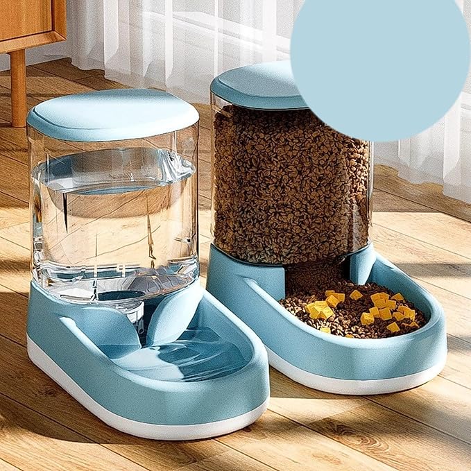 3.5L Pet Feeders and Water Dispenser Set, Automatic Water Food Dispenser, Antislip Base Wide Mouth Designs, Cats Dogs Feeder and Waterer