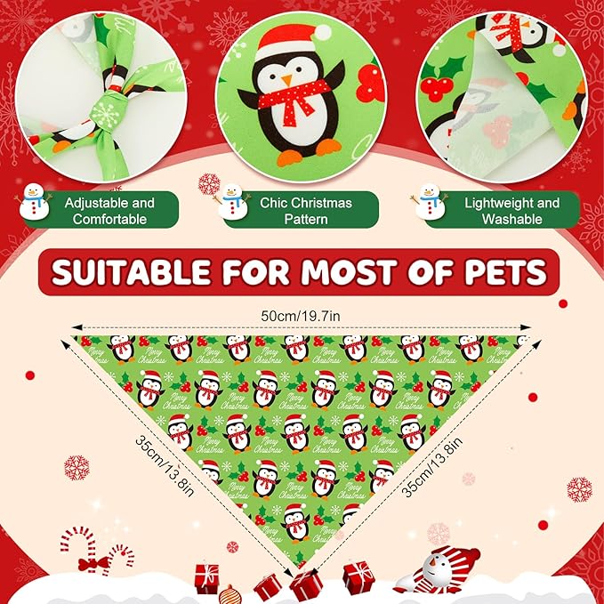 Preboun 100 Pcs Christmas Dog Bandanas Bulk Xmas Bandanas for Dogs Triangle Kerchief Bibs Scarf for Pet Xmas Costume Photo Props Accessories Pet Shops Adoption Events, 25 Styles(19.7 x 13.8 x 13.8)