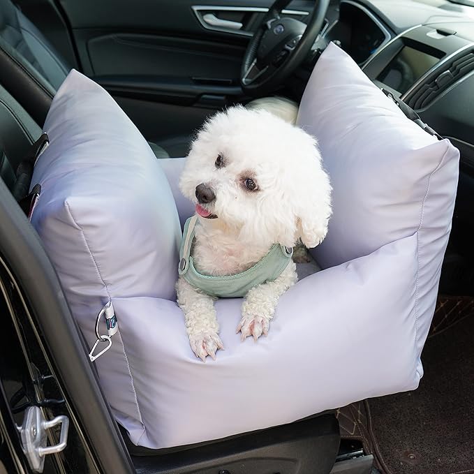 Waterproof Dog Car Seats for Small Medium Dogs, Puppy Booster Seat Pet Safety Car Seat, Travel Pet Booster Seat with Clip-On Safety Leash for Small Dogs or Cats-Grey