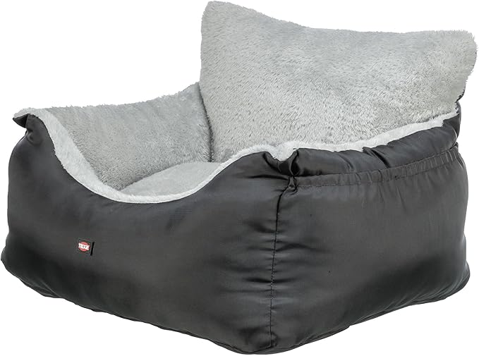 Trixie Convertible Lite Dog Car Seat 19.7 x 14.6 x 15.7 in – Cozy Booster with Safety Tether, Seat-Belt Straps & Side Pockets – Raised Travel Bed with Washable Cushion