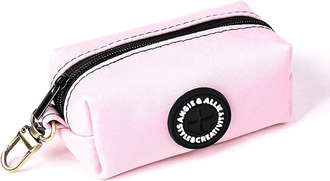 Organic Cotton Dog Poop Bag Holder for Leash Brass Hardware Waste Bag Dispenser Pet Waste Management Solution