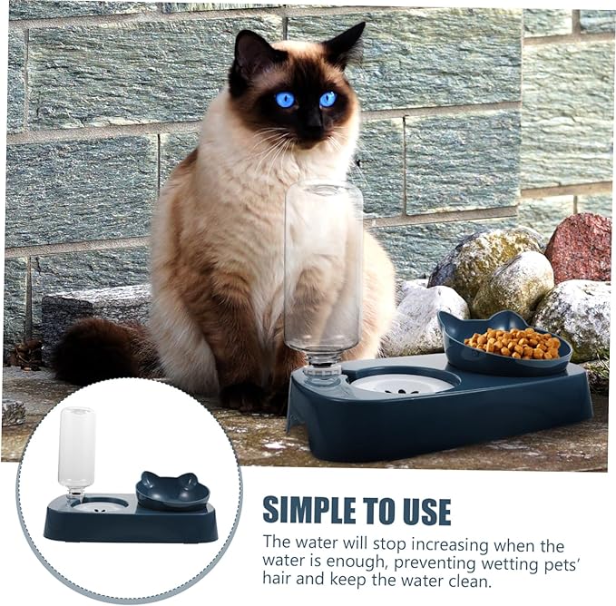 Elevated PET Feeding Bowl Automatic Water Dispenser for Cats and Dogs Non-Slip Tilted Design Neck Protection for Indoor Use