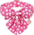 Valentine’s Dog Collar with Bow Tie, Pink Heart Bowtie Collar with Metal Buckle, Valentine’s Gift Pet Collar for Puppy Girl Boy Dog or Cat, Wedding Dog Collar, L