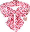 Valentine’s Day Dog Collar with Bow Tie, Pink Heart Bowtie Collar with Metal Buckle, Valentine’s Day Gift Pet Collar for Puppy Girl Boy Dog or Cat, Wedding Dog Collar, L, Neck 16-24in