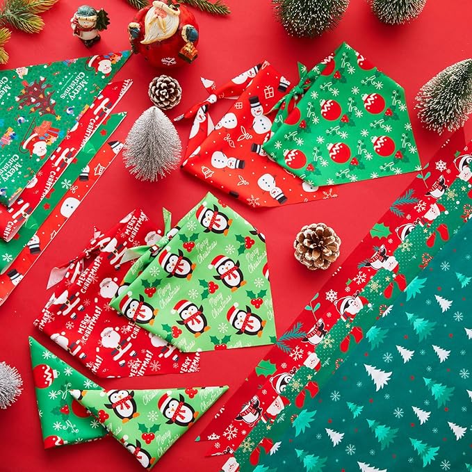 Preboun 100 Pcs Christmas Dog Bandanas Bulk Xmas Bandanas for Dogs Triangle Kerchief Bibs Scarf for Pet Xmas Costume Photo Props Accessories Pet Shops Adoption Events, 25 Styles(19.7 x 13.8 x 13.8)