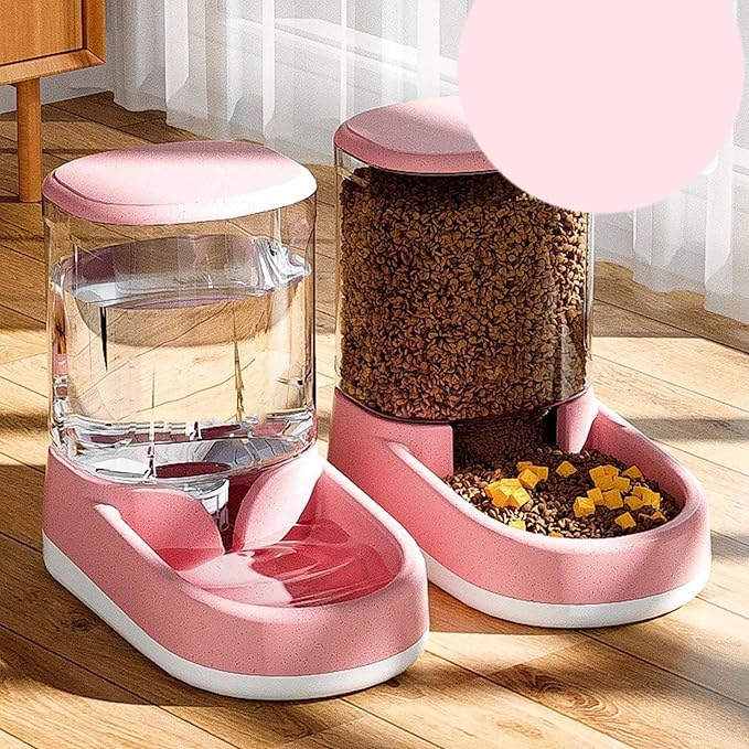 3.5L Pet Feeders and Water Dispenser Set, Automatic Water Food Dispenser, Antislip Base Wide Mouth Designs, Cats Dogs Feeder and Waterer