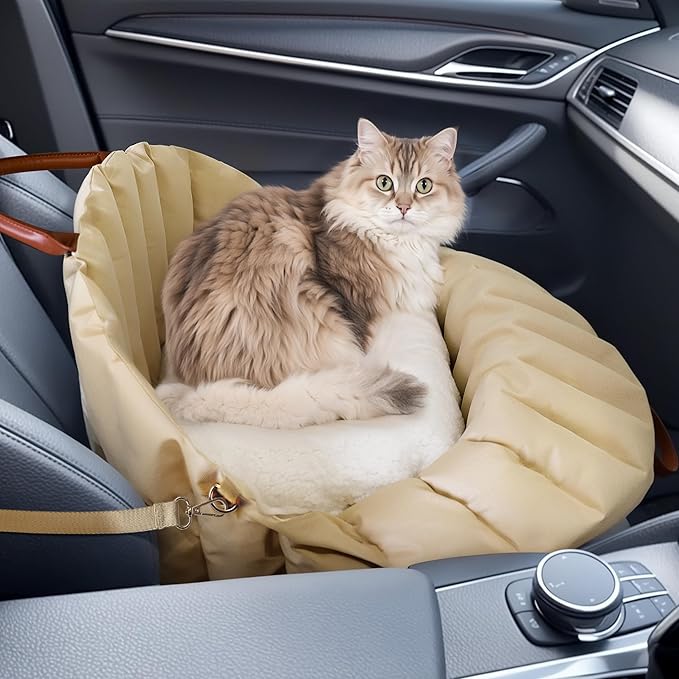 Dog Car Seat for Small Medium Large Dogs, 18*12 * 13in, Dog Booster Seat, Safe & Comfortable Car Travel, Caramel