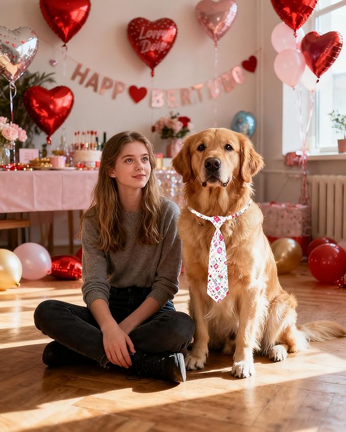 PET SHOW 10 Pack Valentines Big Dog Ties Neckties for Large Breed Dogs XL Adjustable Holiday Grooming Accessories Neck Ties Bowties Girl Boy Pets Festival Costumes Wedding Party Gift Favor(Large)