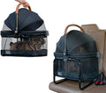 Pet Gear No-Zip View 360 Pet Carrier & Car Seat with Booster Seat Frame for Small Dogs & Cats, Mesh Ventilation, Push Button Entry, No Tools Required, Dark Charcoal