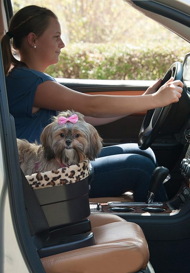 Pet Gear Booster Seat for Dogs/Cats, Removable Washable Comfort Pillow + Liner, Safety Tethers Included, Installs in Seconds, No Tools Required, Brown/Cheetah