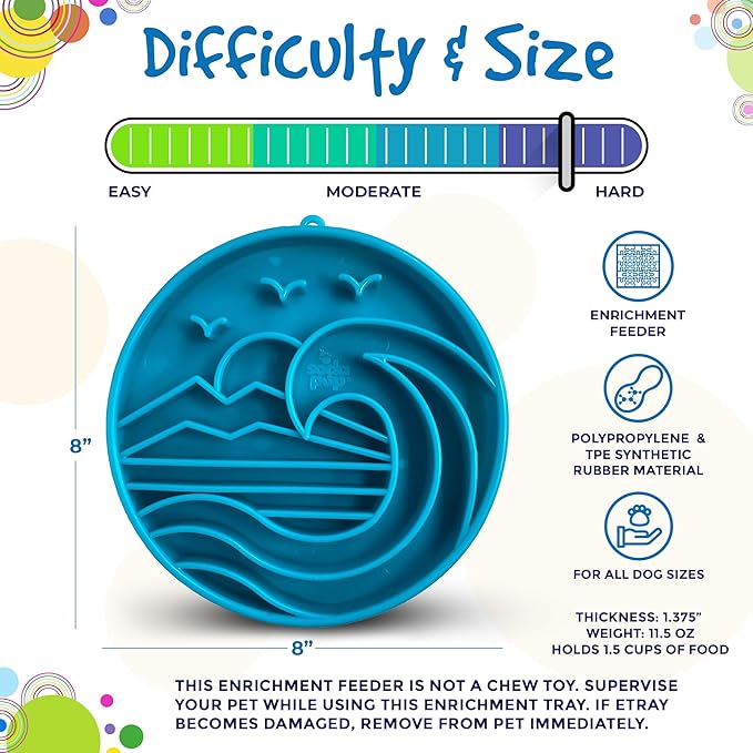 SodaPup Baja eTray – Durable Enrichment Feeder Made in USA from Non-Toxic, Pet-Safe, Food Safe Material for Mental Stimulation, Calming, Slowing Down Eating, Healthy Digestion, & More