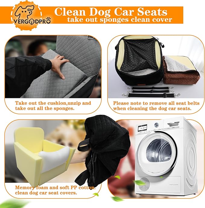 Dog Car Seat for Small Medium Dogs,Portable Pet Booster Seat with Safety Strap & Removable Washable Pad,Memory Foam Dog Travel Bed for Car,SOFE Velvet for Puppies Cats（M-Grey）