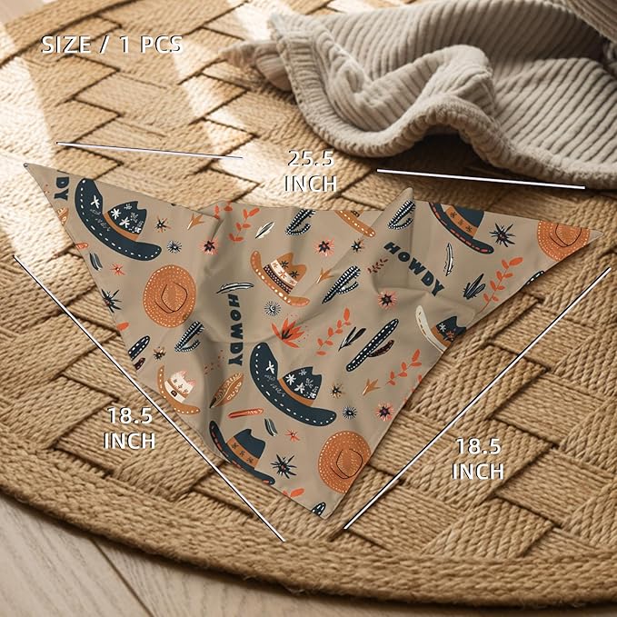 Western Dog Bandanas, Cartoon Cowboy Dog Scarf, Accessories for Medium Large Dogs