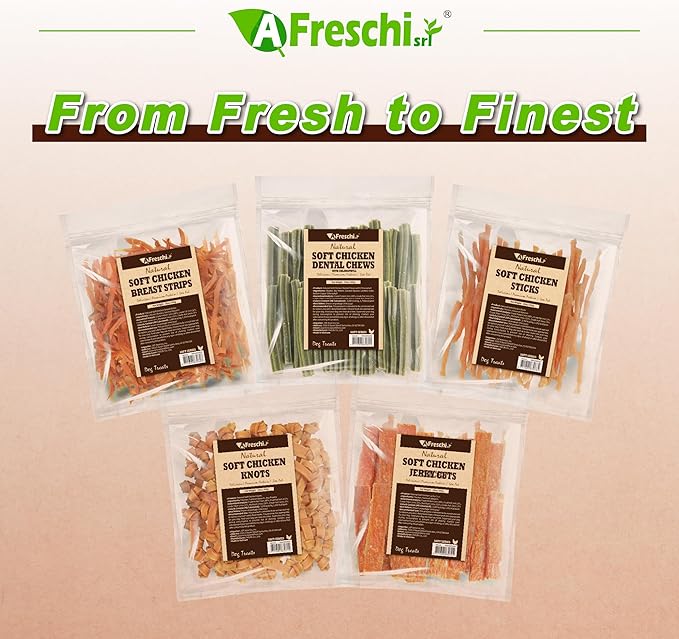 Afreschi Soft Chicken Dog Treats, All Natural, High-Protein, Healthy & Easily Digestible, Grain-Free Puppy Chews, Human Grade Training & Rewards Dog Snacks, Chicken Sticks, 16 oz Pack