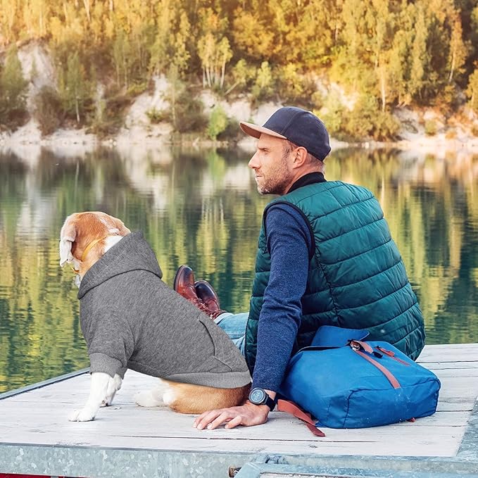 Dog Sweaters for Medium Dogs,Dog Hoodie Sweater Solid Soft Brushed Fleece Pet Clothes Pet Hoodie Sweatshirt with Pocket(Grey-M)