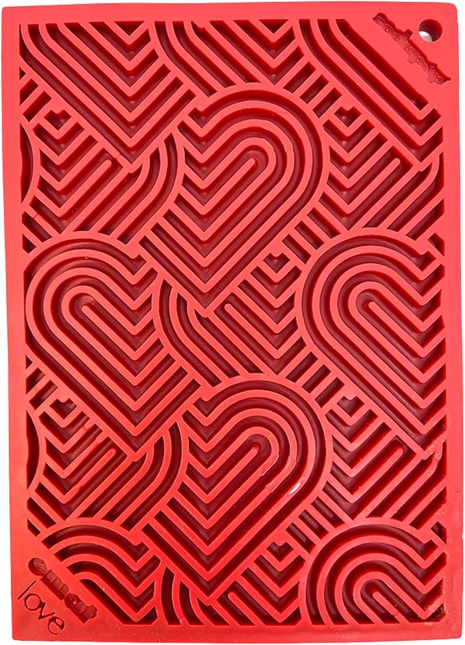 SodaPup Love eMat – Durable Lick Mat Feeder Made in USA from Non-Toxic, Pet-Safe, Food Safe Rubber for Mental Stimulation, Avoiding Overfeeding, Fresh Breath, Digestive Health, Calming, & More