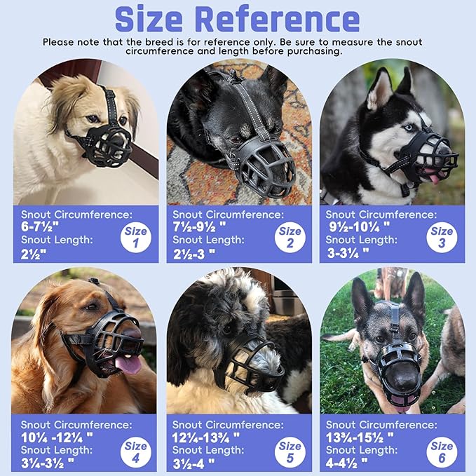 BARKLESS Dog Muzzle, Soft Basket Silicone Muzzle for Dogs to Prevent Biting and Chewing, Breathable Cage Mouth Cover for Training, Allows Drinking and Panting, Used with Collar