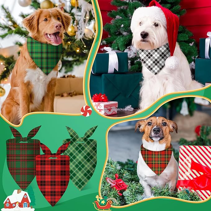 Preboun 200 Pcs Valentines Dog Bandanas Bulk Buffalo Plaid Bandanas for Dogs Triangle Kerchief Bibs Scarf Set for Pet St Patricks Day Costume Photo Props Accessories Pet Shops & Daily Wear, 25 Styles
