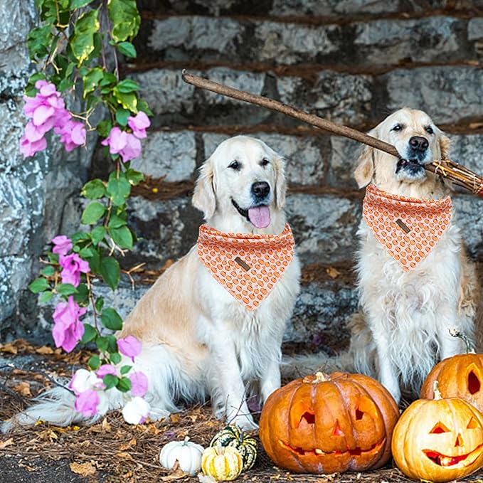 Elegant Little Tail Dog Bandana, Fall Halloween Adjustable Scarf Handkerchief Bib for Small Large Dogs, Boy Girl Square Kerchief