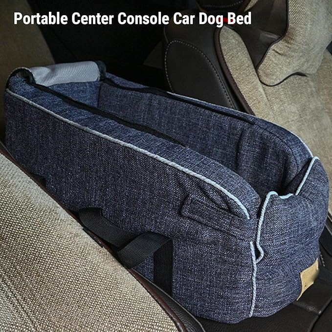 Haofy Console Dog Car Seat Center Console Pet Booster Seat with Safety Tether Portable Handle Design Removable Cushion for Cars Travel Camping