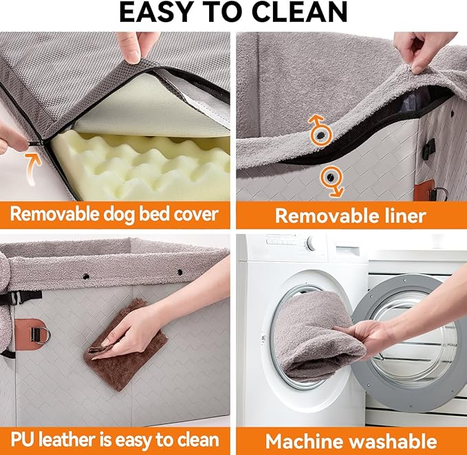 Dog Car Seat for Small Dogs,PU Leather Pet Car Seat Boosters,Puppy Cat Carseats with Washable Removable Cover(Grey, Medium)