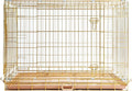 HOMEY PET Copper Gold Dog Crate 42 Inch, Portable Folding Metal Wire Dog Kennel Pet Dog Cage with Removable Floor Grid, Pull-Out Tray, Double Doors, Handle for Large Dogs, Indoor Outdoor