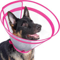 Dog Cone to Stop Licking, Clear Recovery Collar with Detachable Zipper, Sturdy Elizabethan Collar for Large Medium Small Dogs, Soft Adjustable Cone After Surgery Patented, Hot Pink S