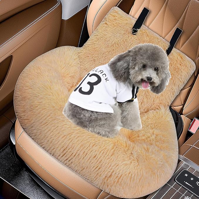 Cotton Dog Car Seat – Soft Booster Bed, Pet Travel Chair | Plush Washable Dog Seat with Safety Leash, Detachable Design for Cars, Trucks, SUV Rides, Pickup Travel, Road Trip Comfort, Small Pets